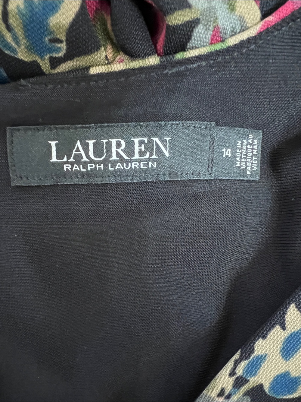 Ralph Lauren Black Floral Long Sleeve Handkerchief Hem Dress - Picture 6 of 10